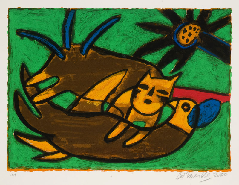 Chat et Oiseau dans L'herbe