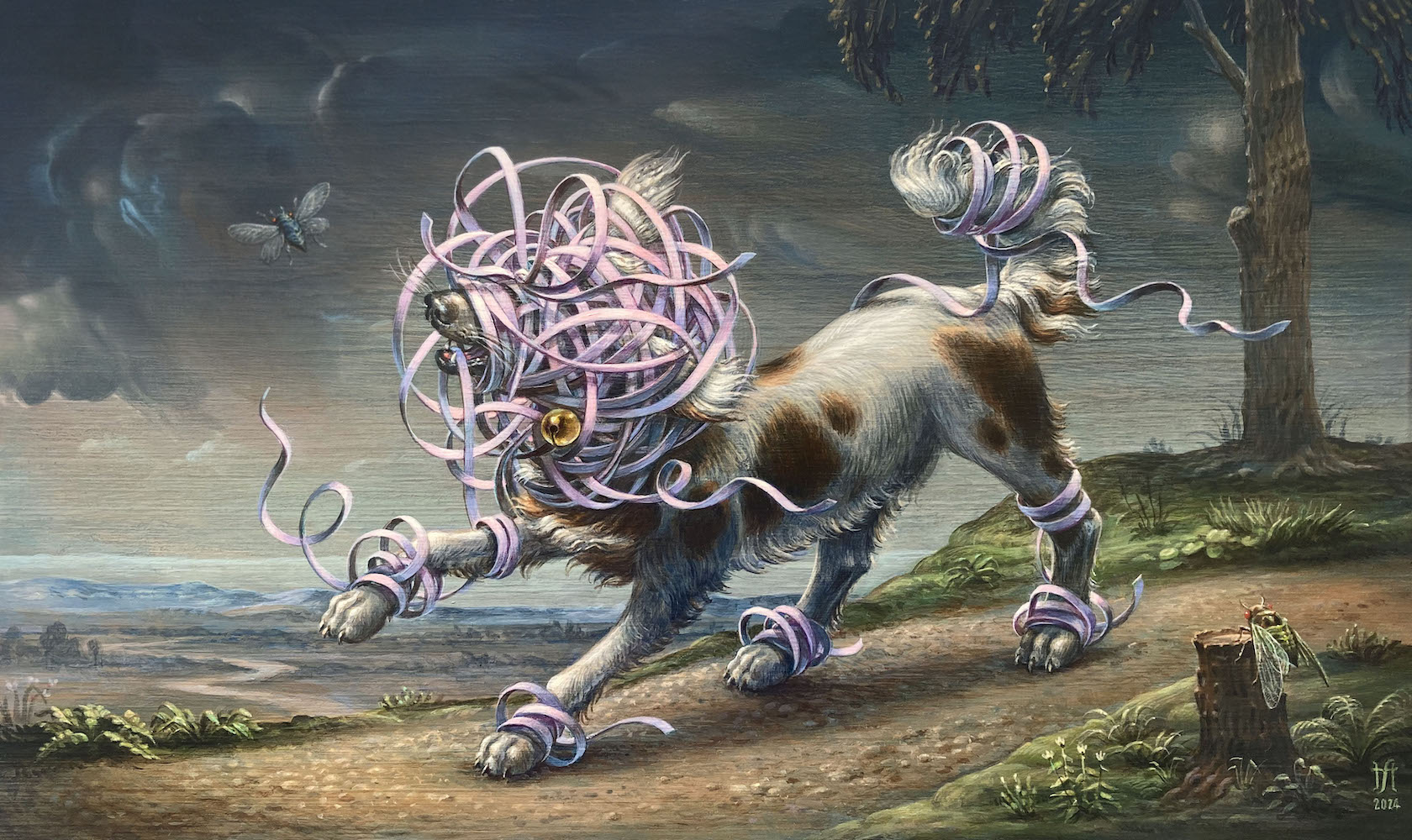 Femke Hiemstra - Everything is fine - acrylic on panel - 2024 - 18 x 30 cms