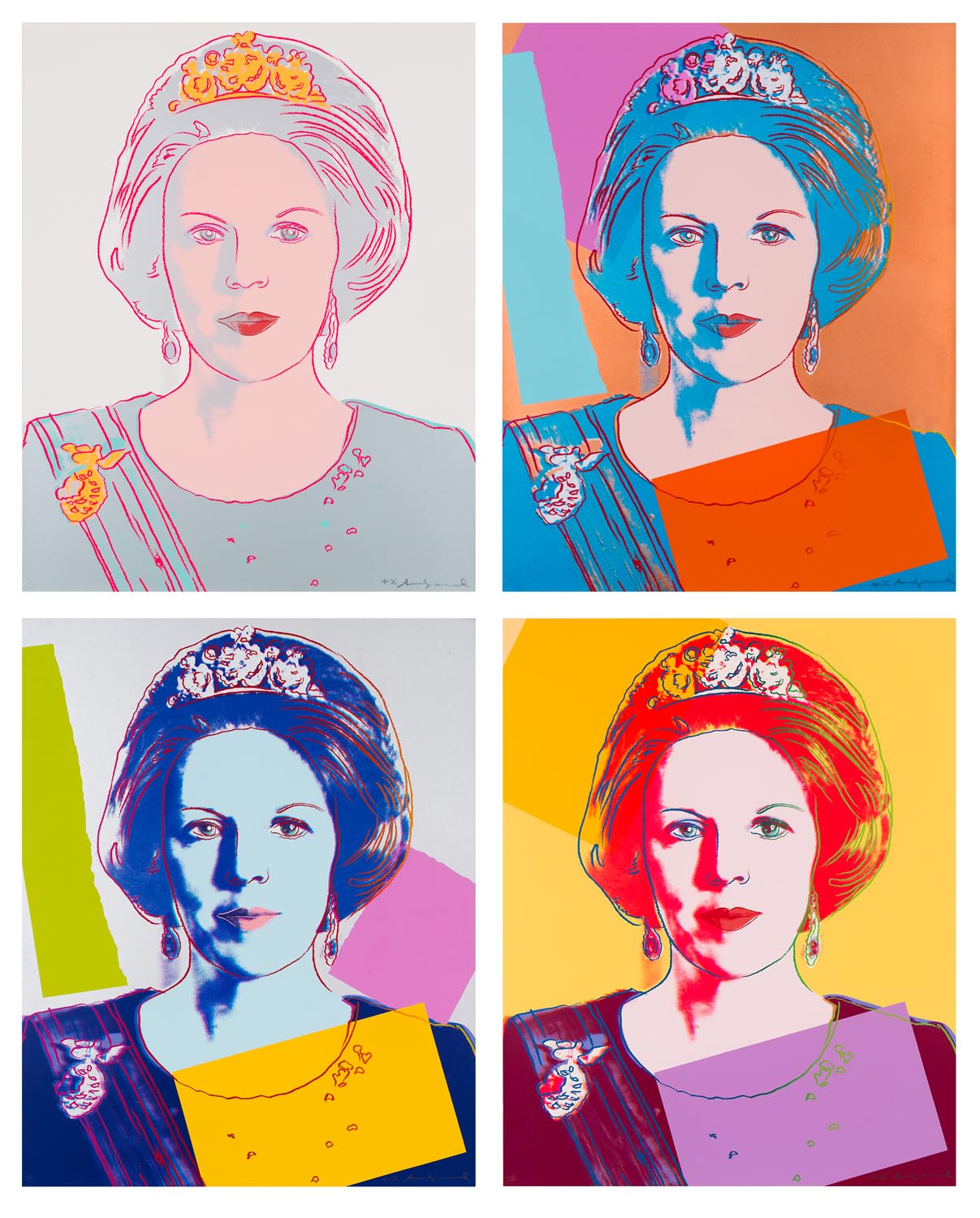 Andy Warhol - full set of Queen Beatrix of The Netherlands - four screenprints 1985 - Royal Edition 27/30 (DIamond Dust)s