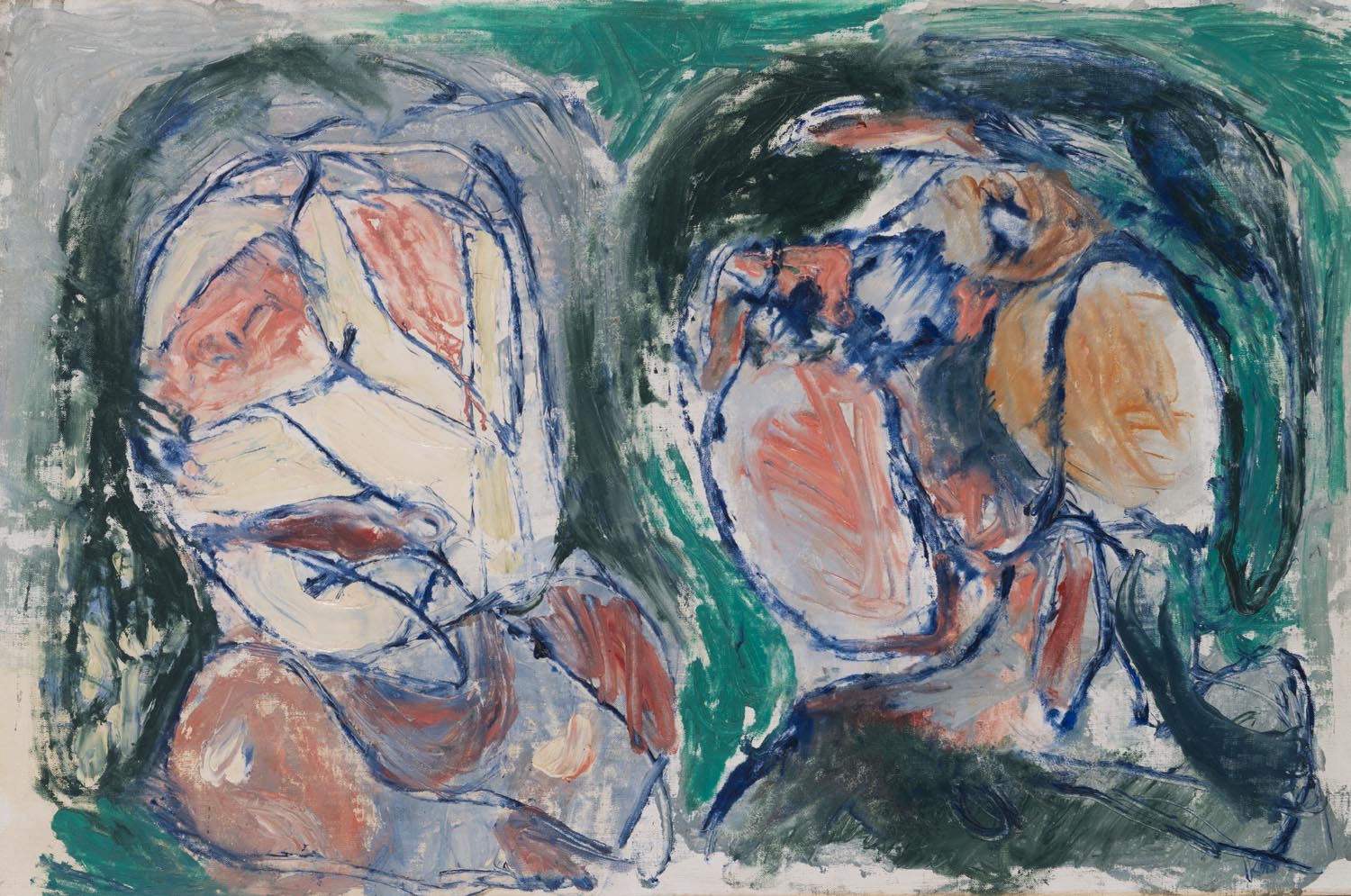 Pierre Alechinsky - Couple de Habitués - oil on canvas - 1960 - 54 x 80 cms